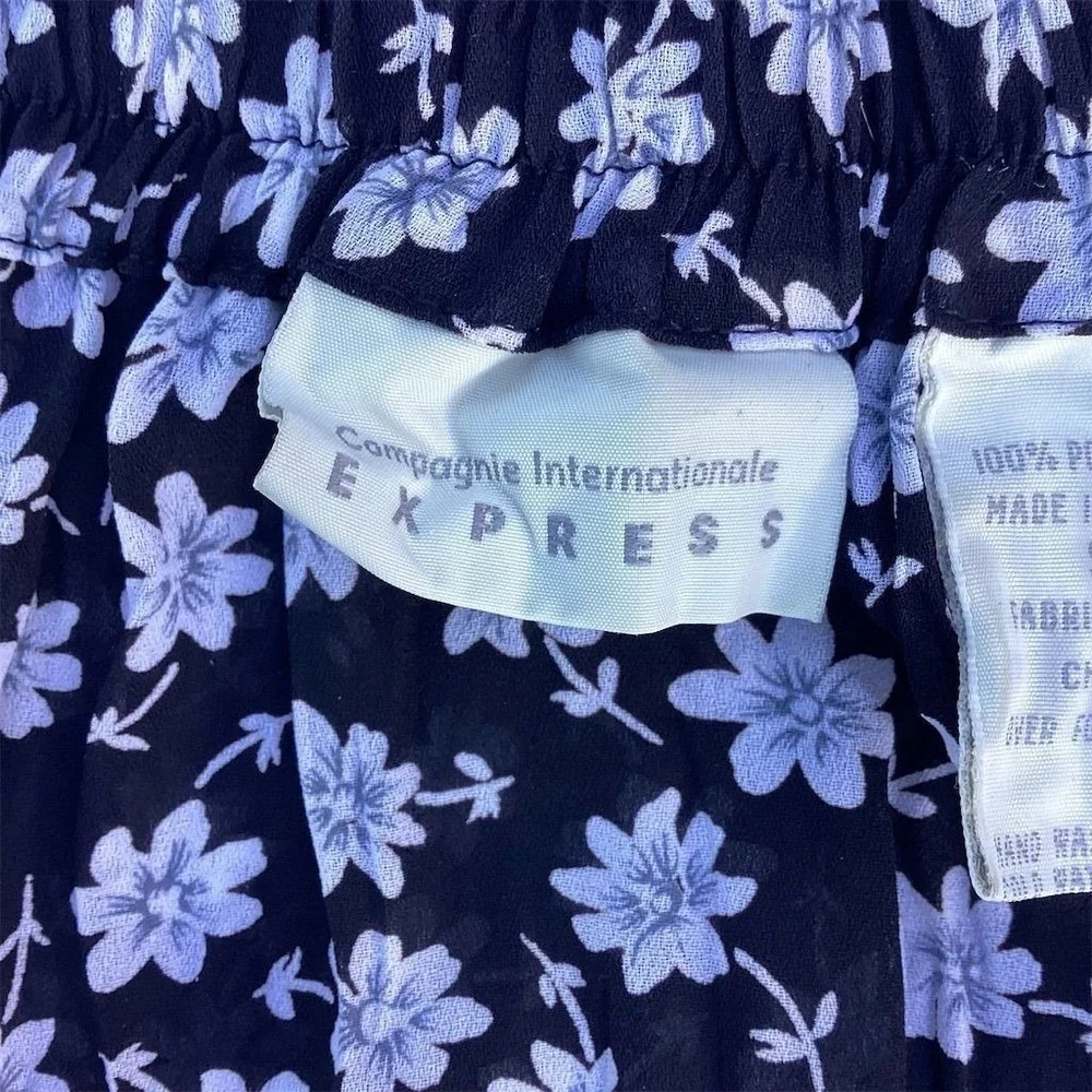 Express Women's‎ Floral Mini Skirt Blue Size S Elastic Waist